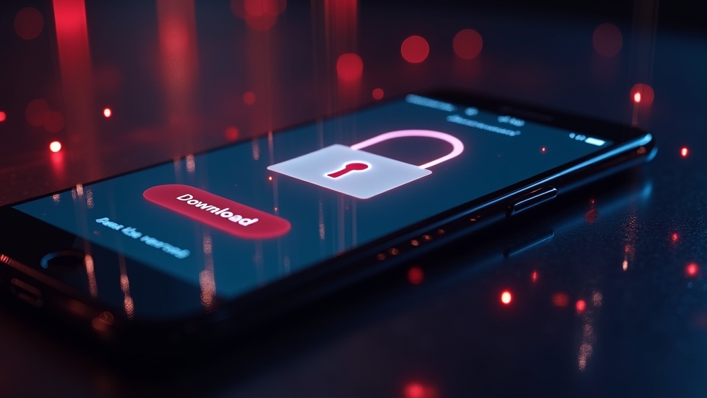 Smartphone mit Sicherheitswarnung beim Download der Demo-App