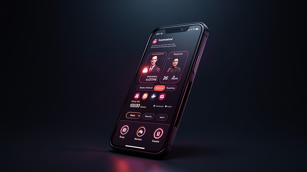 Wichtige App-Funktionen auf einem Smartphone in dunkler Casino-Atmosphäre